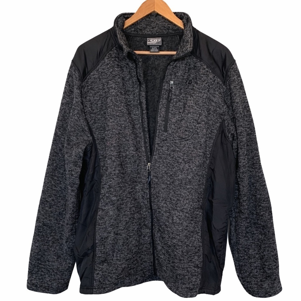 CB Sports | Black Gray Heathered Full Zip Fleece Lined Multi Pocket Jacket XL